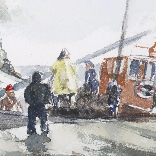 342 - 20th century British School, boats in harbour, watercolour, unsigned, 26cm x 36cm, framed