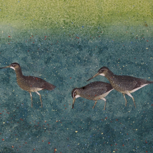 345 - Chinese School, watercolour, wading birds, signed with chop, 60cm x 57cm, framed