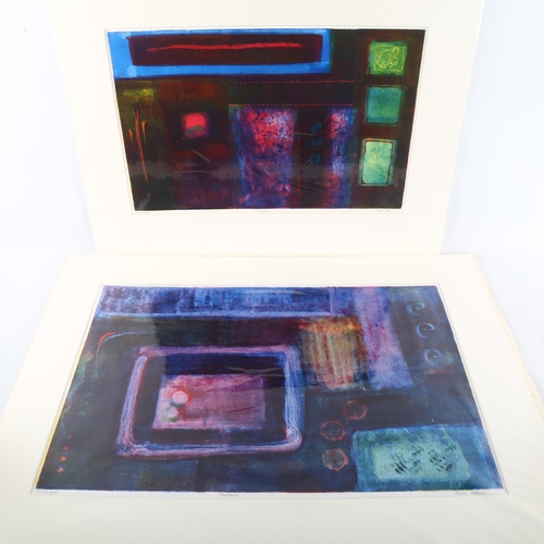 360 - Jackie Attwood, 10 contemporary monotype abstract prints, unframed (10), all signed and inscribed in... 