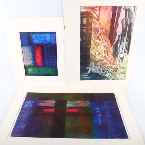 360 - Jackie Attwood, 10 contemporary monotype abstract prints, unframed (10), all signed and inscribed in... 