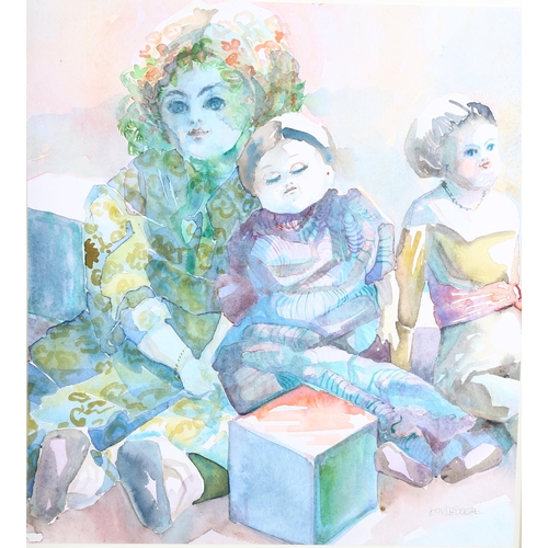 362 - Karla Buchel (flourished 1930s), group of watercolours, studies of children and doll's, 1 framed + 7... 