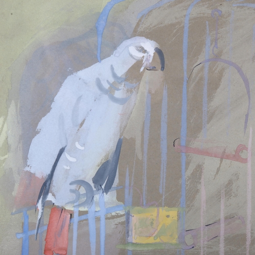 364 - Austin Taylor, parrot and cage, watercolour, 38cm x 27cm, framed