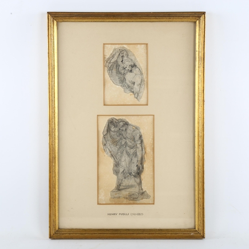 366 - Attributed to Henry Fuseli (1741 - 1825), 2 fragment pencil sketches on paper laid on card, Classica... 