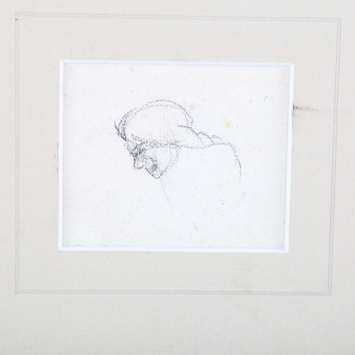 367 - Stanley Spencer (1891 - 1959), head study, pencil sketch on paper, unsigned, 6cm x 7cm, mounted, pro... 