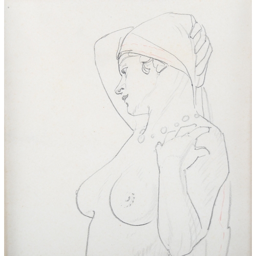 371 - Noel Rooke (1881 - 1953), nude life study, pencil on paper, unsigned, 35cm x 14cm, mounted