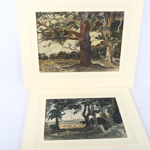 372 - Claude Muncaster (1903 - 1974), 2 landscapes (1 double-sided), watercolour, largest 23cm x 31cm, mou... 