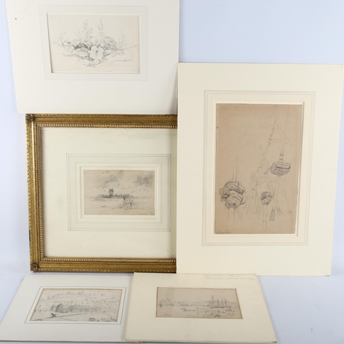 380 - A group of 19th/20th century pencil drawings, various artists (5)