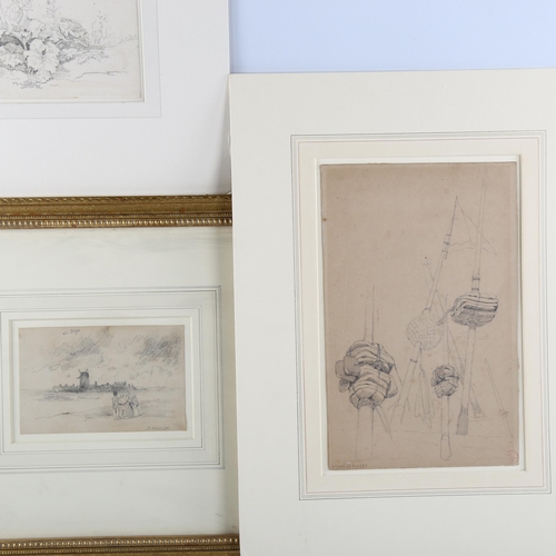 380 - A group of 19th/20th century pencil drawings, various artists (5)