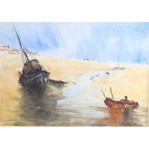 387 - William Tuck (1900 - 1999), 3 watercolours, marine and landscape scenes, all signed, 25cm x 35cm, mo... 