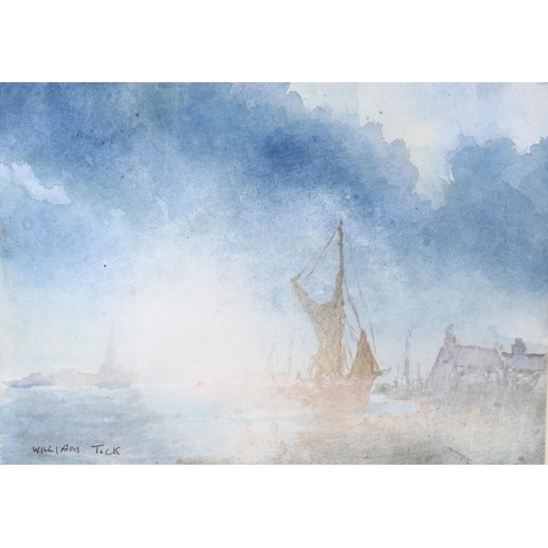 387 - William Tuck (1900 - 1999), 3 watercolours, marine and landscape scenes, all signed, 25cm x 35cm, mo... 