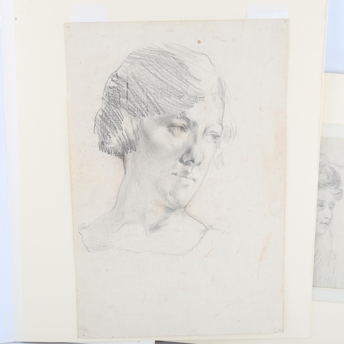 390 - 4 pencil and ink drawings, including works by John Ward RA, Harry Morley, and G H B Holland, mounted... 