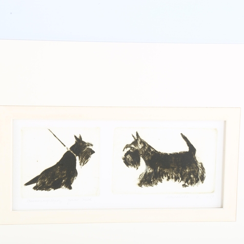 398 - Irena Makoveeva, group of 7 small coloured etchings, studies of dogs, mounted (7)