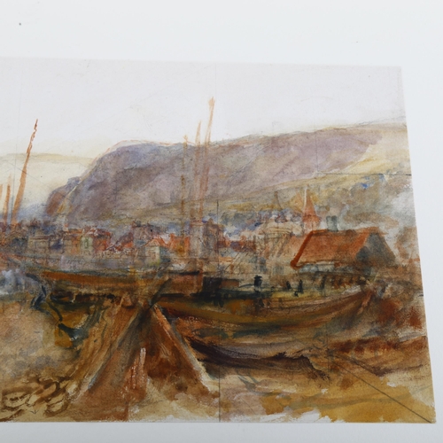 400 - 19th century English School, Hastings beach scene, watercolour, unsigned, 23cm x 47cm, mounted