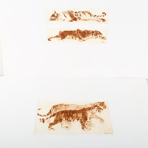 404 - Irena Makoveeva (born 1953), a group of 9 coloured etchings, animal studies, all signed and inscribe... 