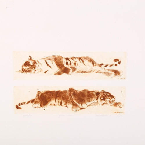 404 - Irena Makoveeva (born 1953), a group of 9 coloured etchings, animal studies, all signed and inscribe... 