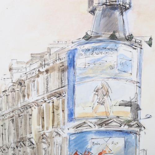 406 - Audrey Lanceman (born 1931), Pentonville Road/King's Cross, watercolour, signed, 29cm x 20cm, mounte... 