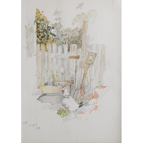 407 - Harry Bush (1883 - 1957), 2 watercolours, garden scenes, 1949, 29cm x 20cm, and Lesley Fotherby, wat... 