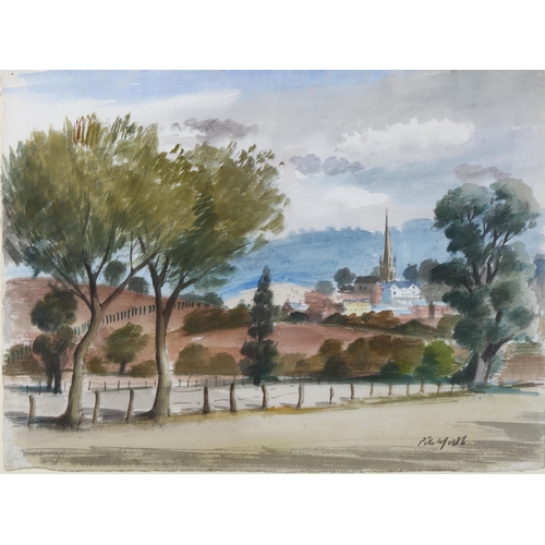 418 - Roland Pitchforth, extensive landscape, watercolour, signed, 29cm x 38cm, framed