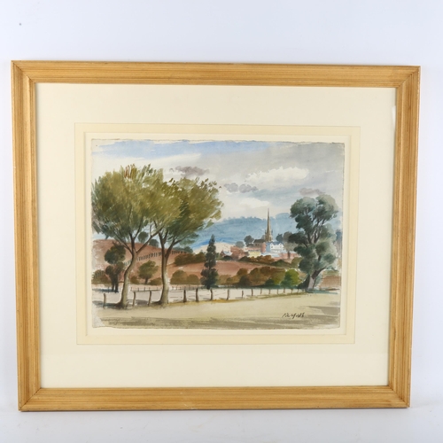 418 - Roland Pitchforth, extensive landscape, watercolour, signed, 29cm x 38cm, framed