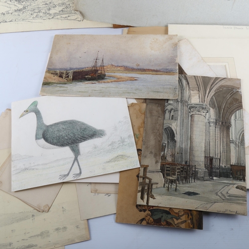 425 - A folder of mixed 18th and 19th century drawings and sketches