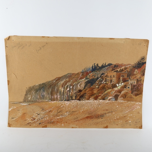 427 - Spencer Roberts (1920 - 1997), cliff end Pett Level 1965, watercolour on brown paper, signed, 44cm x... 