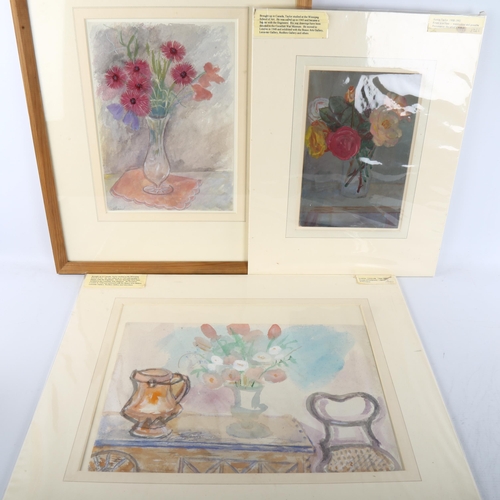 435 - Austin Taylor (1908 - 1992), 3 still lives, watercolour/gouache, 1 framed + 2 mounted (3)