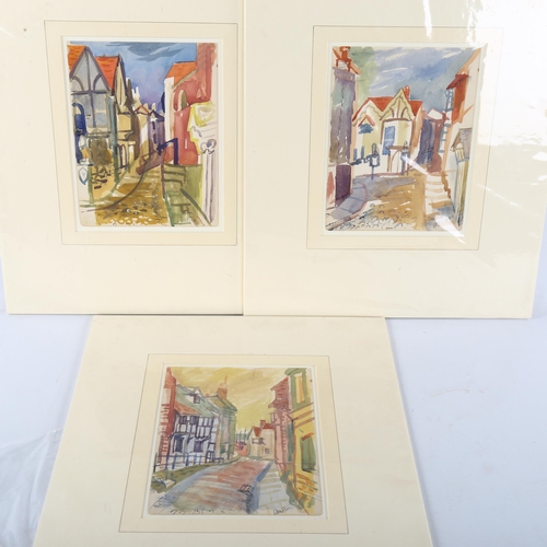 437 - Austin Taylor (1908 - 1992), 3 scenes in Hastings Old Town, watercolour, mounted (3)