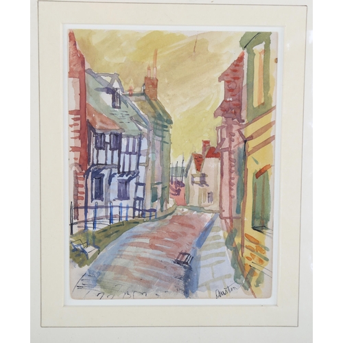 437 - Austin Taylor (1908 - 1992), 3 scenes in Hastings Old Town, watercolour, mounted (3)