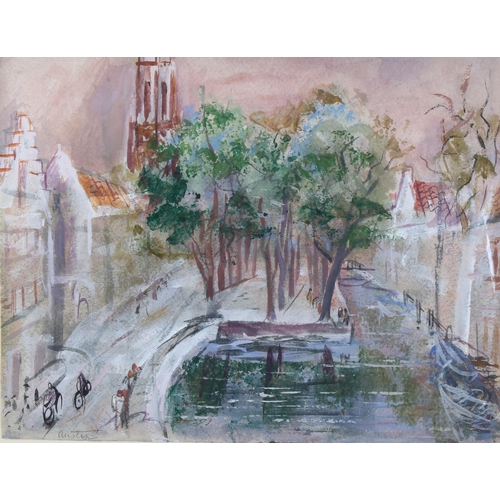 443 - Austin Taylor (1908 - 1992), 3 Continental village scenes, watercolour, mounted (3)