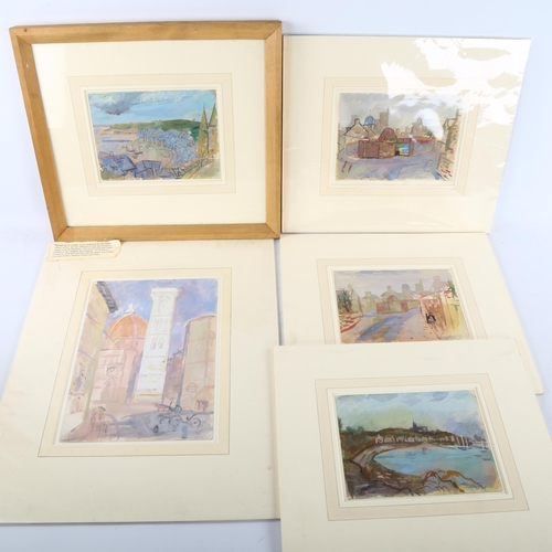 446 - Austin Taylor (1908 - 1992), 5 coastal and village scenes, 1 framed + 4 mounted (5)