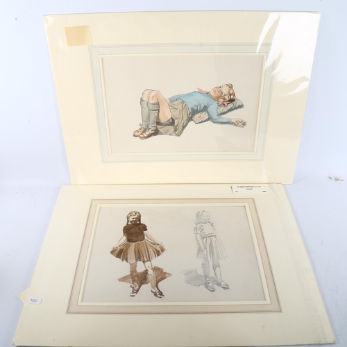 464 - Raymond Sheppard (1913 - 1958), a quantity of watercolours and pencil sketches, mainly portrait stud... 