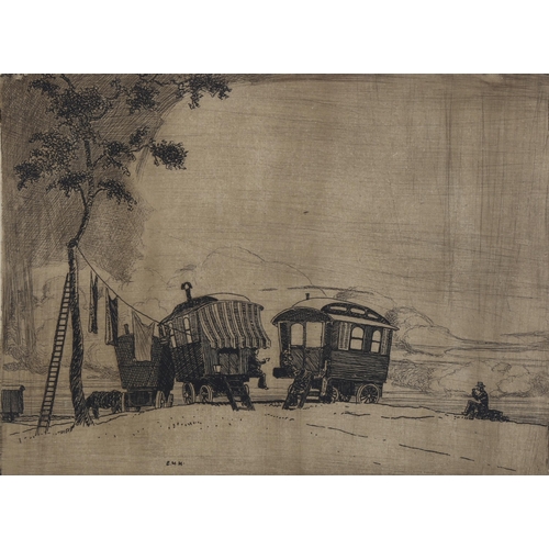 477 - Eric Hesketh Hubbard (1892 - 1957), the caravaners yarn, etching, signed in pencil, trial proof, ima... 