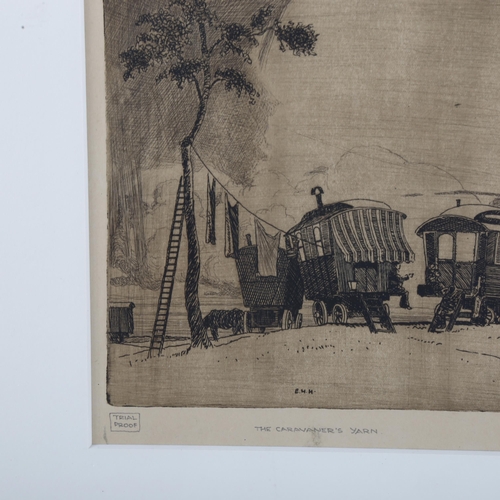 477 - Eric Hesketh Hubbard (1892 - 1957), the caravaners yarn, etching, signed in pencil, trial proof, ima... 