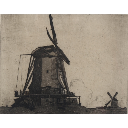 481 - Eric Hesketh Hubbard (1892 - 1957), the three mills, etching, signed in pencil, dated 1923, no. 34/1... 