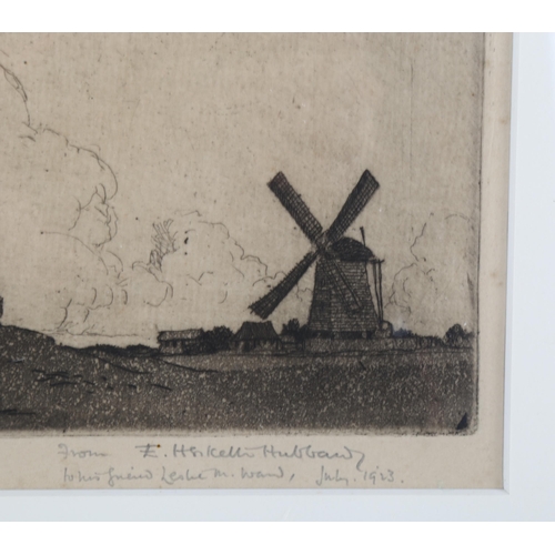 481 - Eric Hesketh Hubbard (1892 - 1957), the three mills, etching, signed in pencil, dated 1923, no. 34/1... 