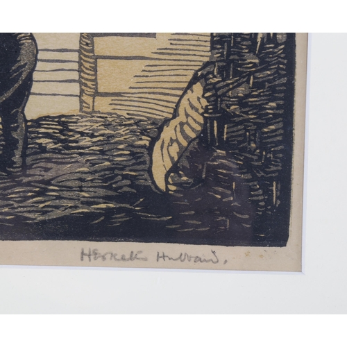 482 - Eric Hesketh Hubbard (1892 - 1957), barn interior, woodblock print, signed in pencil, image 25cm x 1... 