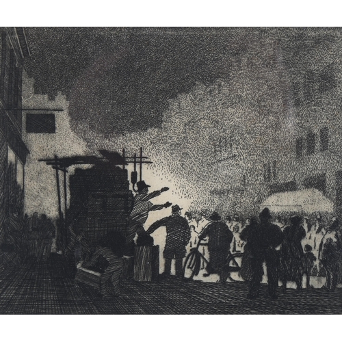 484 - Eric Hesketh Hubbard (1892 - 1957), the cheap jack, etching, signed in pencil, no. 5 of 100, image 1... 