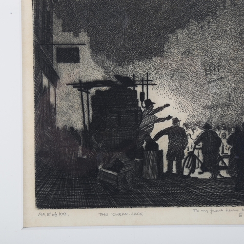 484 - Eric Hesketh Hubbard (1892 - 1957), the cheap jack, etching, signed in pencil, no. 5 of 100, image 1... 