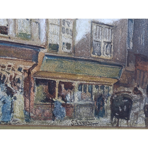 488 - Samuel Prout, busy street scene, watercolour, signed, 28cm x 22cm, framed