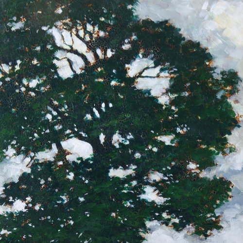 489 - Paul Gaisford, oil on board, cattle under an oak tree, signed, 8