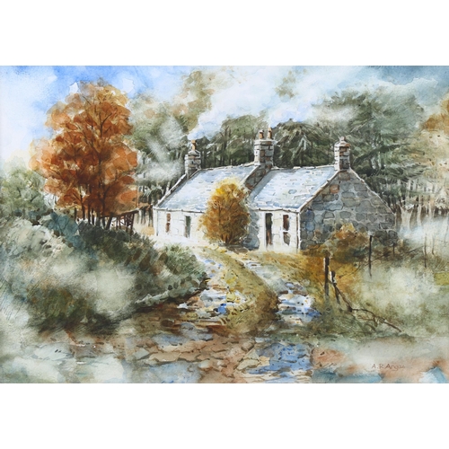 499 - Russell Angus, the forester's cottage, watercolour, signed, 25cm x 36cm, framed, provenance: The Row... 