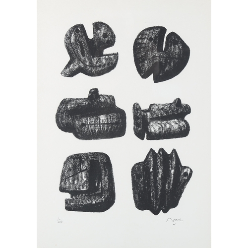 500 - Henry Moore (1898 - 1986), six stones, lithograph, 1973, signed in pencil, no. 2/200, sheet size 35c... 