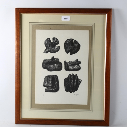 500 - Henry Moore (1898 - 1986), six stones, lithograph, 1973, signed in pencil, no. 2/200, sheet size 35c... 