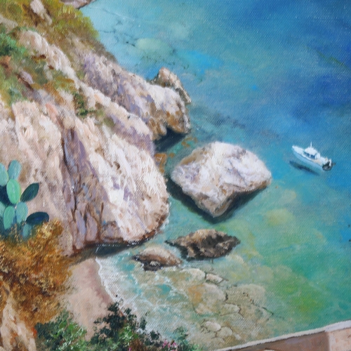 513 - Giuseppe Torella, a coastal view, probably Capri, oil on canvas, signed, 50cm x 40cm, framed