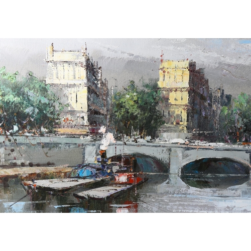 515 - Claudio Tiberius, Parisian pastiche, oil on canvas, signed, 30cm x 130cm, framed