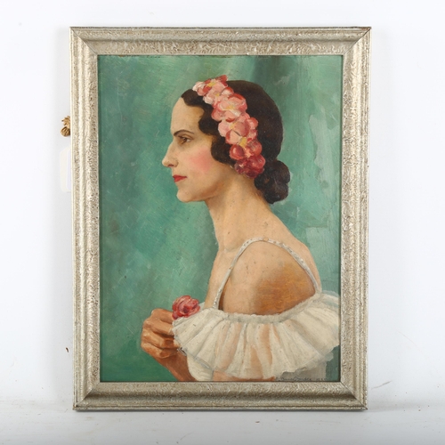 520 - Carmen Sturdee, portrait of a woman, indistinctly signed and dated 1933, 30cm x 22cm, framed