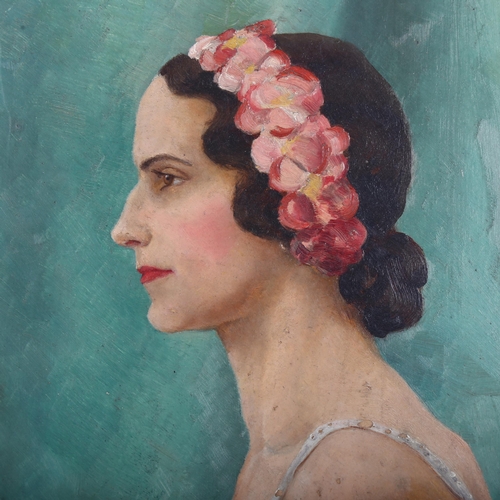 520 - Carmen Sturdee, portrait of a woman, indistinctly signed and dated 1933, 30cm x 22cm, framed