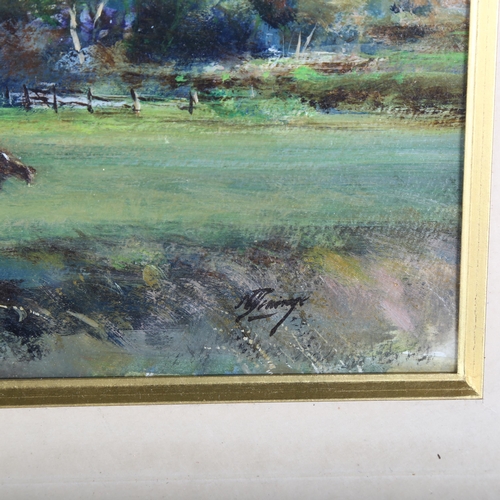 534 - Norman Dinnage, The Downs near Eastbourne, oil on board, signed, 28cm x 46cm, framed