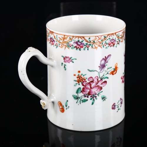 183 - A Chinese export porcelain pint mug, with painted and gilded enamel decoration, height 12cm