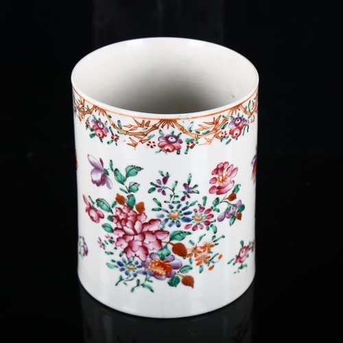 183 - A Chinese export porcelain pint mug, with painted and gilded enamel decoration, height 12cm